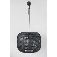Hand-Woven Cane Pendant Lamp, Black - Greenhouse Home