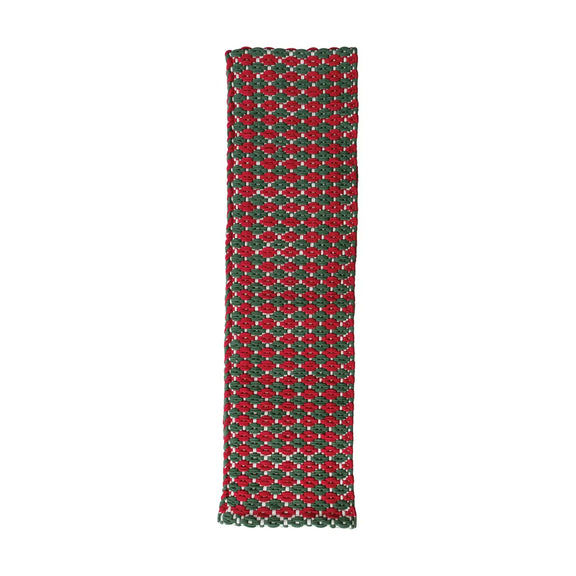 Hand-Woven Cotton Chindi Table Runner with Pattern