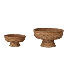 Hand-Woven Rattan Footed Bowls Greenhouse Home
