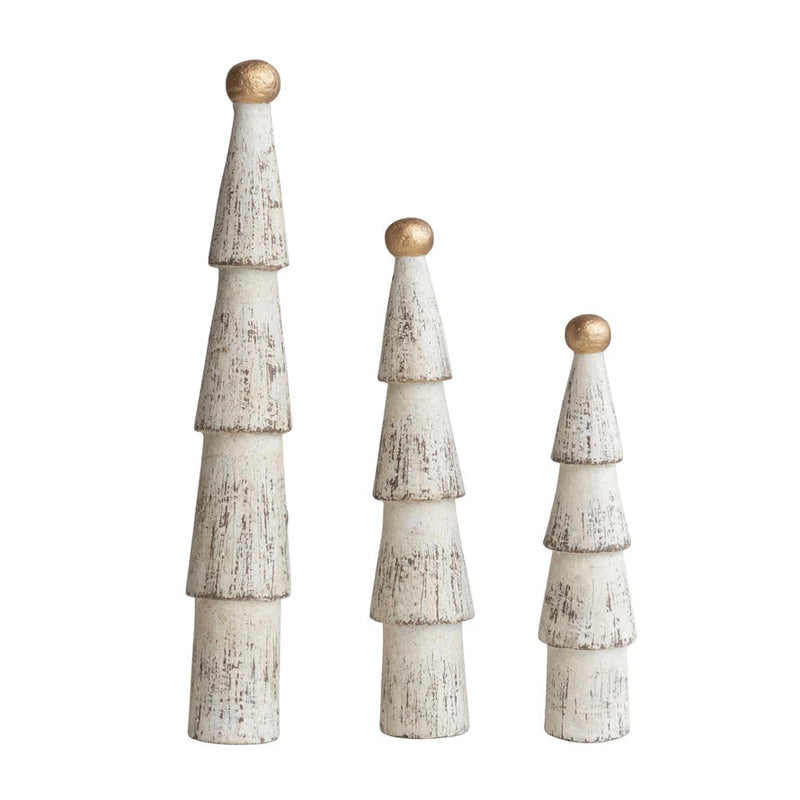Handmade Paper Mache Trees w/ Gold Ball Top Greenhouse Home