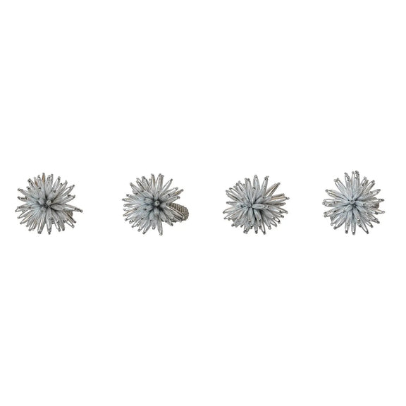 Handmade Snowflake Napkin Rings, Set of 4 Tied with Jute