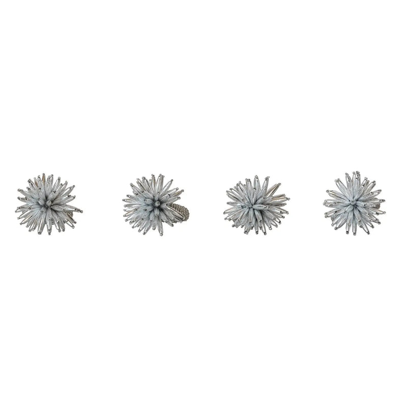 Handmade Snowflake Napkin Rings, Set of 4 Tied with Jute