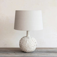 Handmade Textured Stoneware Table Lamp w/ Fabric Shade Greenhouse Home