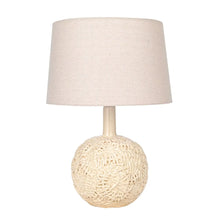 Handmade Textured Stoneware Table Lamp w/ Fabric Shade Greenhouse Home