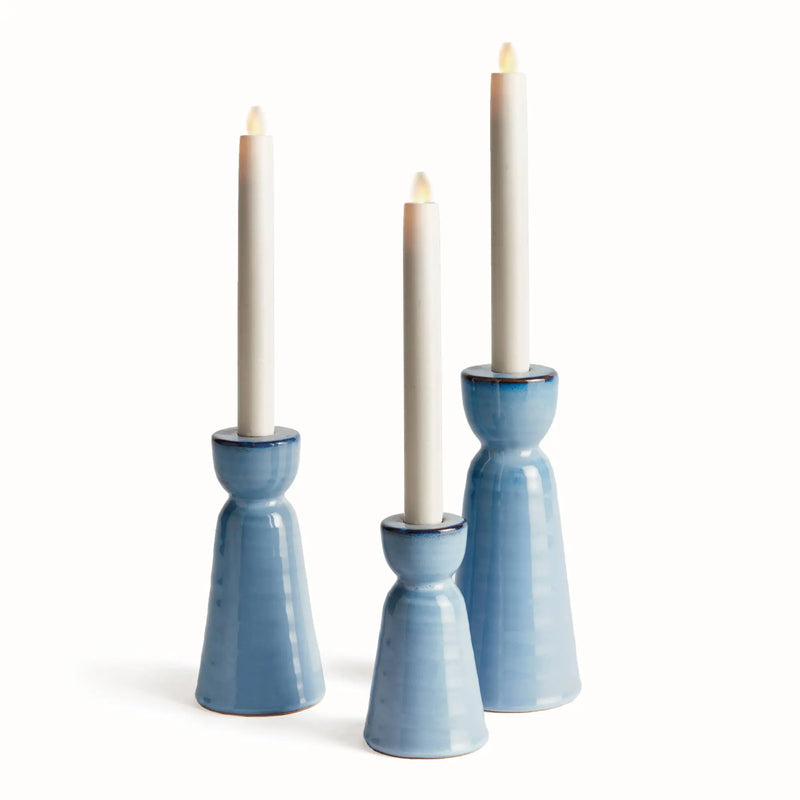 Libbey Taper Holders, Blue Napa Home & Garden
