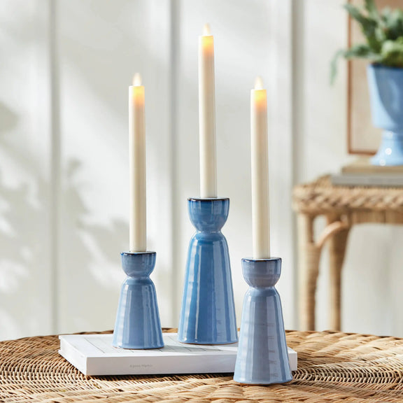 Libbey Taper Holders, Blue Napa Home & Garden
