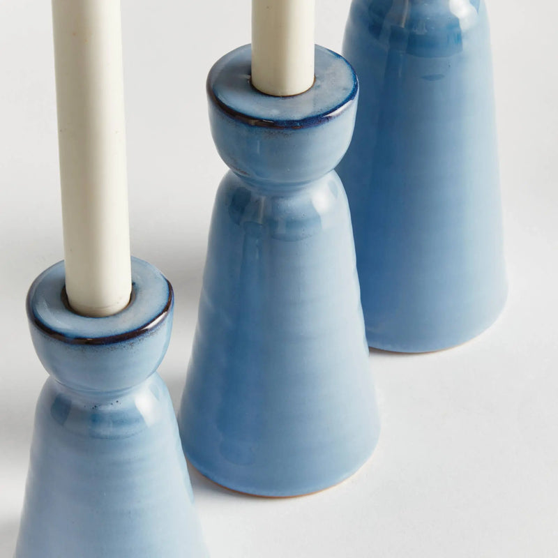 Libbey Taper Holders, Blue Napa Home & Garden