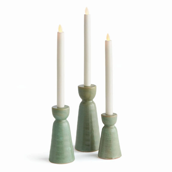 Libbey Taper Holders, Green: Green Napa Home & Garden
