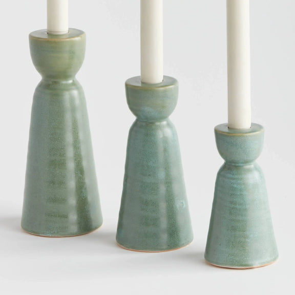 Libbey Taper Holders, Green: Green Napa Home & Garden
