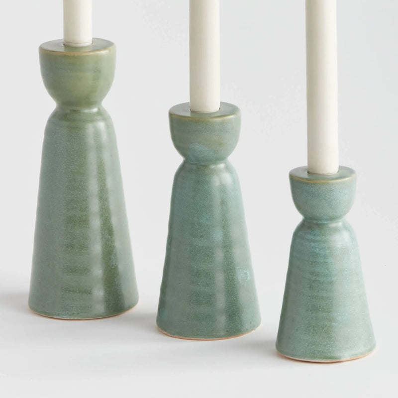 Libbey Taper Holders, Green: Green Napa Home & Garden