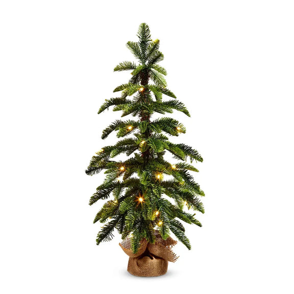 Lighted Faux Pine Tree in Burlap Bag Raz Imports