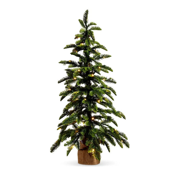 Lighted Faux Pine Tree in Burlap Bag Raz Imports