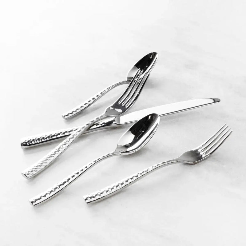Lucca Faceted Polished Stainless Flatware, Set of 5, [product_price]- Greenhouse Home
