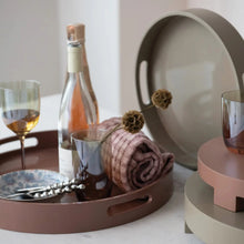 MDF Round Lacquered Tray with Handles Greenhouse Home