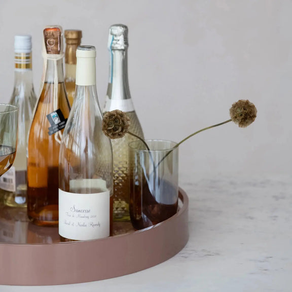 MDF Round Lacquered Tray with Handles Greenhouse Home