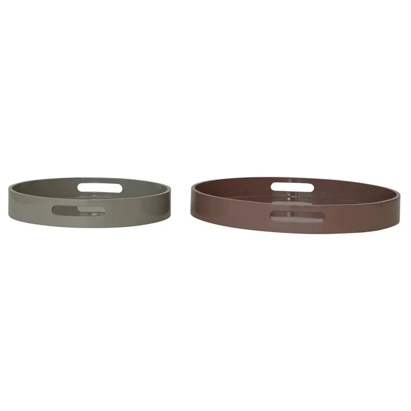 MDF Round Lacquered Tray with Handles Greenhouse Home