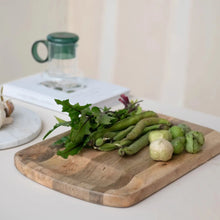 Mango Wood Cheese/Cutting Board w/ Catch All Area & Handle, Natural Bloomingville