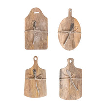 Mango Wood Cheese/Serving Board w/ Handles & Canape Knife Greenhouse Home