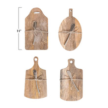 Mango Wood Cheese/Serving Board w/ Handles & Canape Knife Greenhouse Home