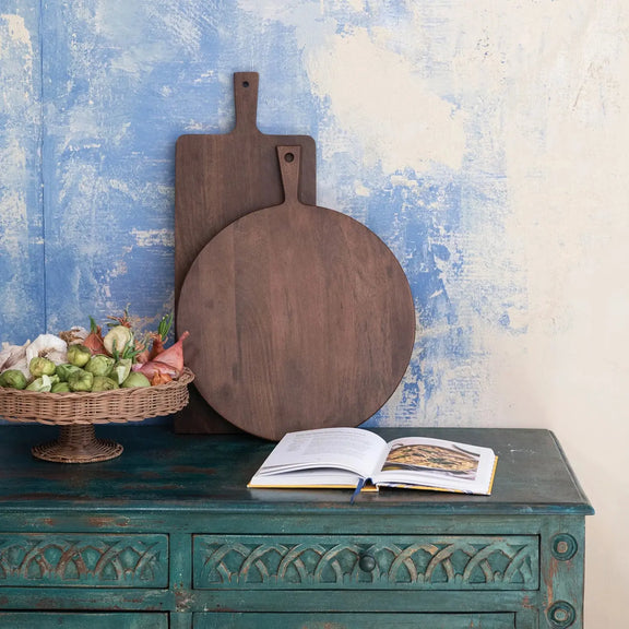 Mango Wood Rectangular Cheese/Cutting Board with Handle Greenhouse Home