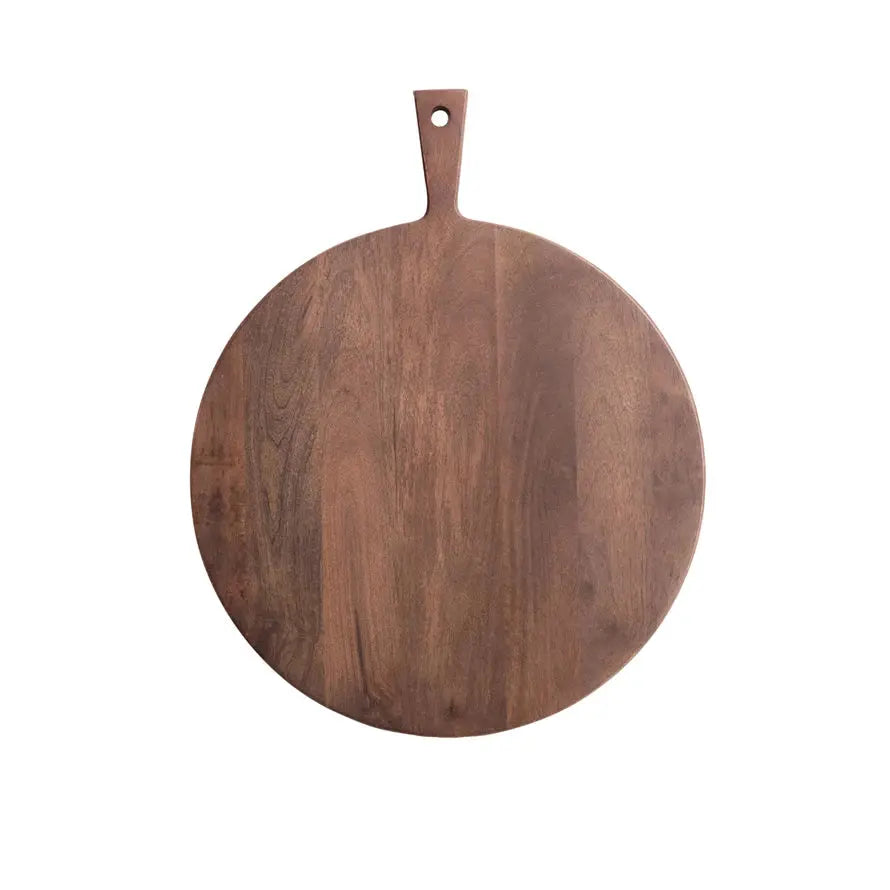 Mango Wood Round Cheese/Cutting Board with Handle Greenhouse Home