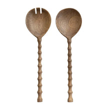 Mango Wood Salad Servers with Carved Handles, Set of 2 Greenhouse Home