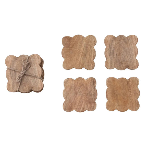 Mango Wood Scalloped Coaster Greenhouse Home