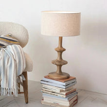 Mango Wood Table Lamp w/Linen Shade Greenhouse Home