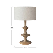 Mango Wood Table Lamp w/Linen Shade Greenhouse Home