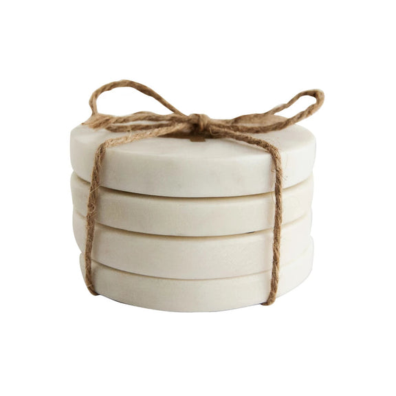 Marble Coasters w/ Brass Tree Inlay Greenhouse Home