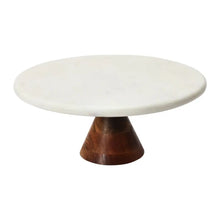 Marble Pedestal w/ Acacia Wood Base, [product_price]- Greenhouse Home