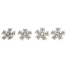 Metal & Glass Beaded Snowflake Napkin Rings, Set of 4 Tied with Jute