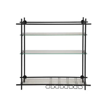 Metal + Glass Wall Shelf with Stemware Holders Greenhouse Home