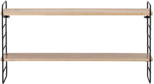 Metal + Paulownia Wood 2-tier Wall Shelf, Natural + Black - Greenhouse Home