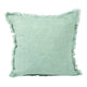 Mint Green Square Stonewashed Linen Pillow with Fringe Greenhouse Home