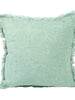 Mint Green Square Stonewashed Linen Pillow with Fringe Greenhouse Home