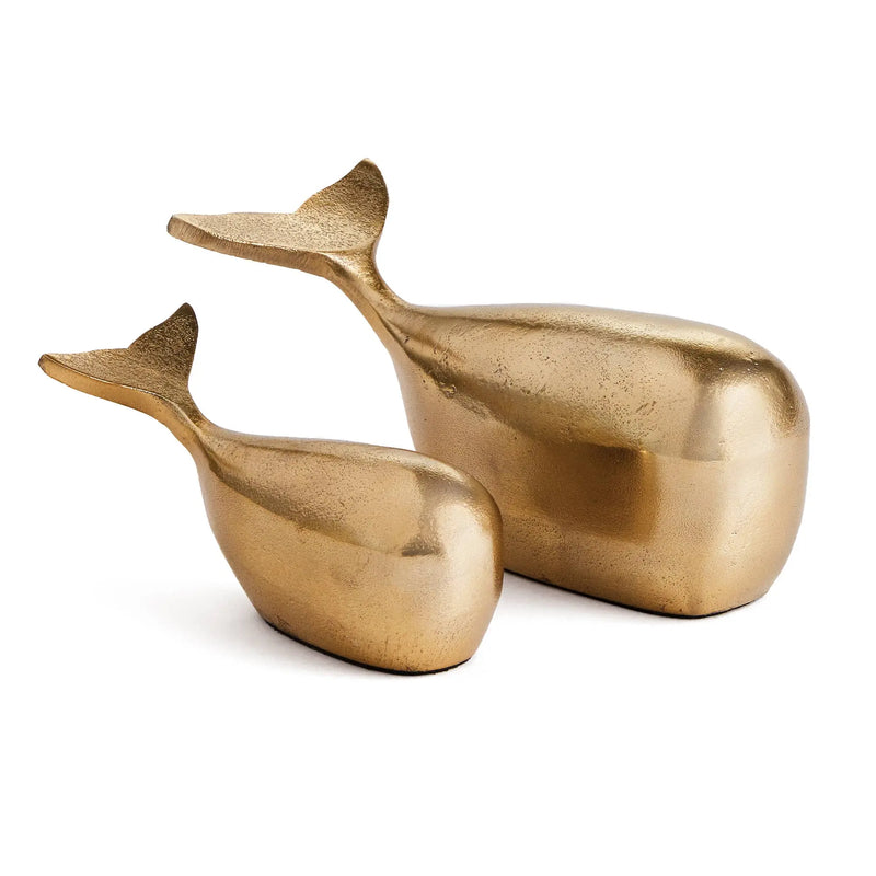 Moby Whale Sculptures Set of 2, Gold Napa Home & Garden