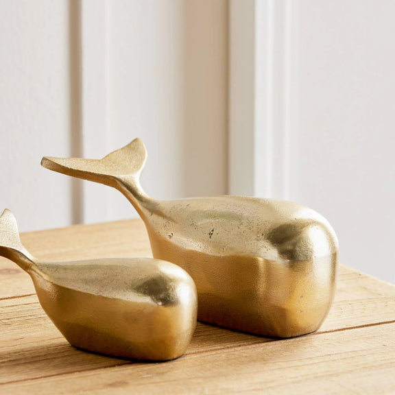 Moby Whale Sculptures Set of 2, Gold Napa Home & Garden