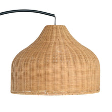 Modern Boho Floor Lamp w/ Marble Base and Rattan Shade Greenhouse Home