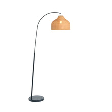 Modern Boho Floor Lamp w/ Marble Base and Rattan Shade Greenhouse Home