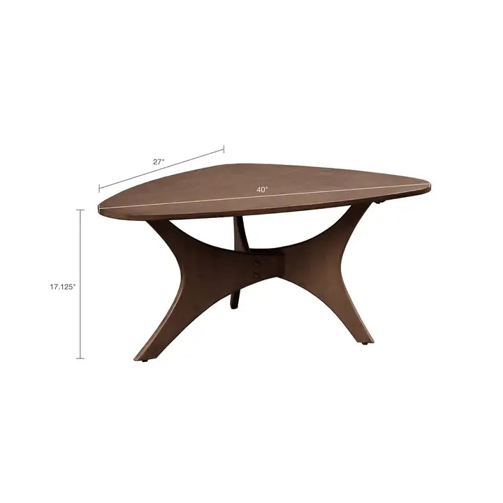 Modern Mid-Century Triangular Wood Coffee Table Olliix