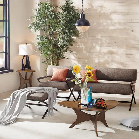 Modern Mid-Century Triangular Wood Coffee Table Olliix
