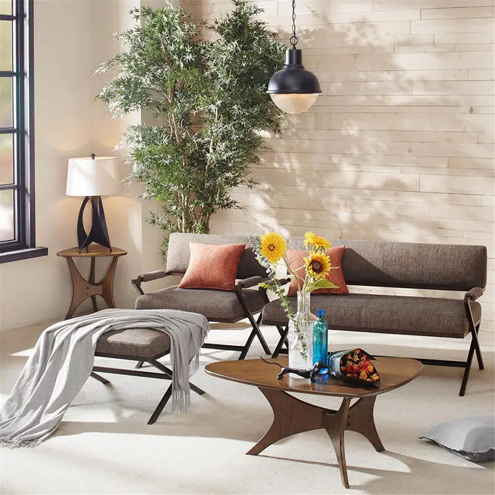 Modern Mid-Century Triangular Wood Coffee Table Olliix