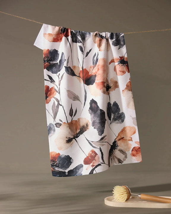 Moody Poppy Tea Towel Geometry