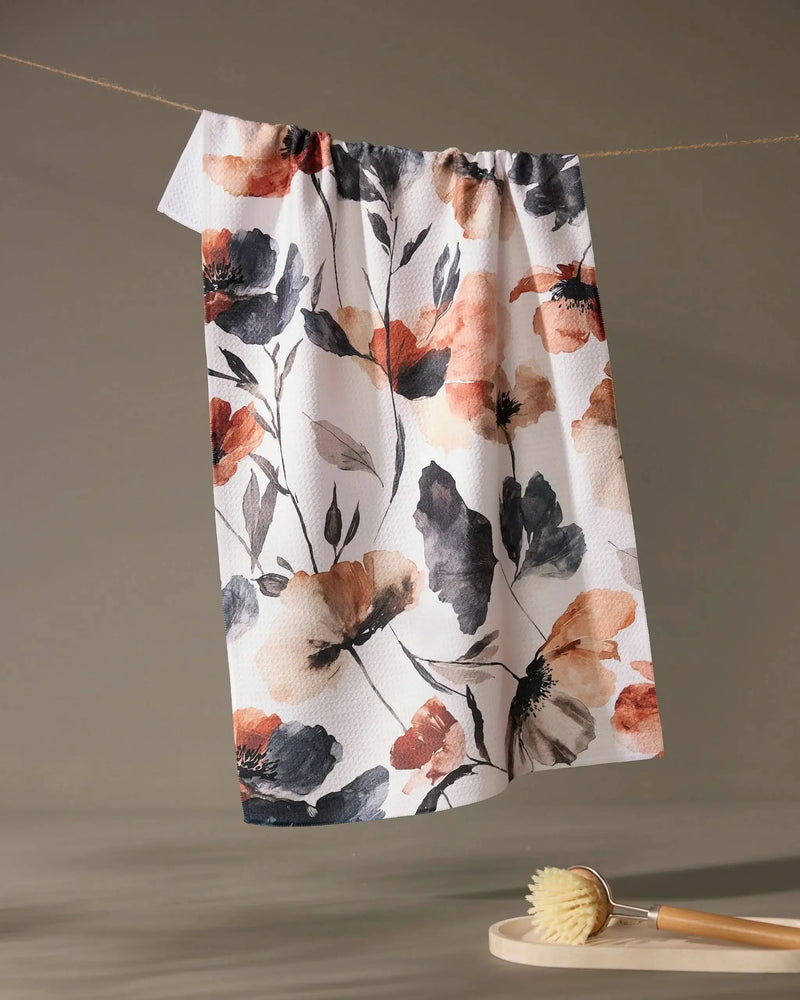 Moody Poppy Tea Towel Geometry