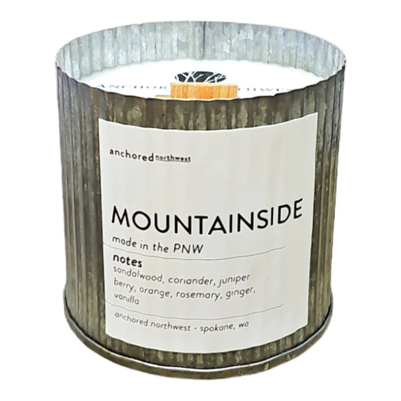 Mountainside Rustic Vintage Farmhouse Wood Wick Candle: 10oz Anchored Northwest