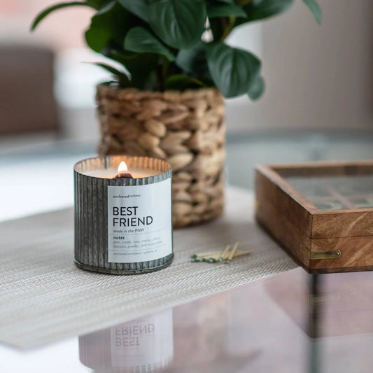 Mountainside Rustic Vintage Farmhouse Wood Wick Candle: 10oz Anchored Northwest
