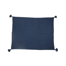 Recycled Cotton Blend Throw with Tassels, Blue - Greenhouse Home