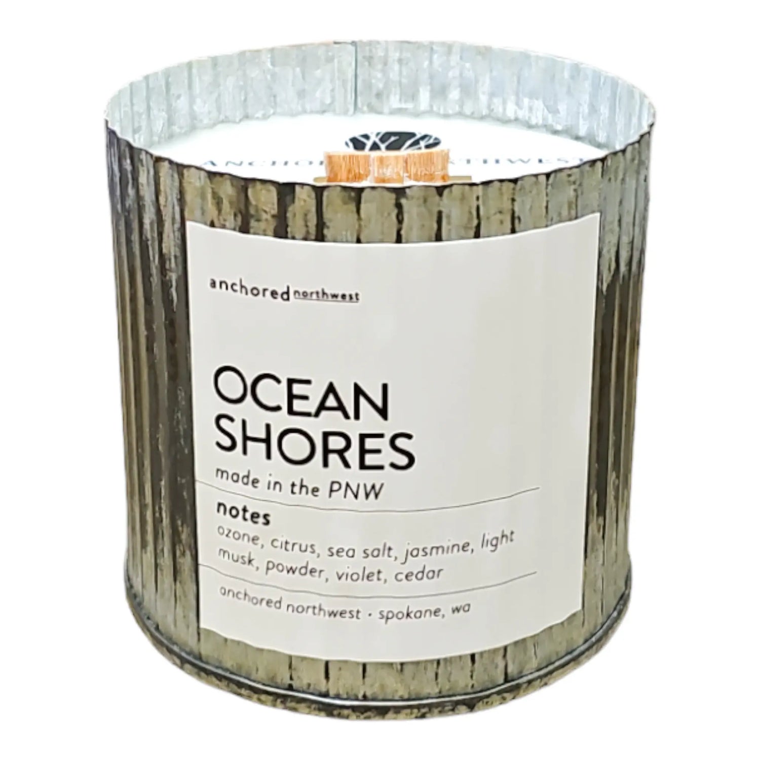 Ocean Shores Rustic Vintage Farmhouse Wood Wick Candle: 10oz Anchored Northwest