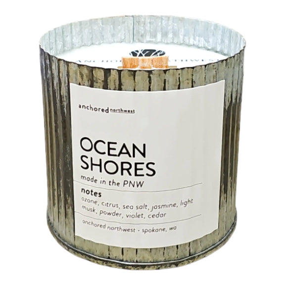 Ocean Shores Rustic Vintage Farmhouse Wood Wick Candle: 10oz Anchored Northwest
